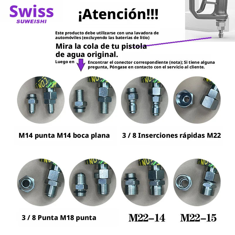 Included universal pressure washer adapters: M14, M22, 3/8 inch quick-connect
