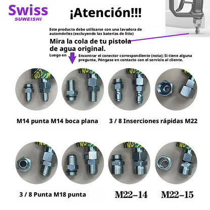 Included universal pressure washer adapters: M14, M22, 3/8 inch quick-connect